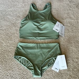 ATHLETA SWIM SET  (M)  HIGH WAIST BOTTOM & PALM CONSCIOUS BIKINI TOP (A-C Cups)